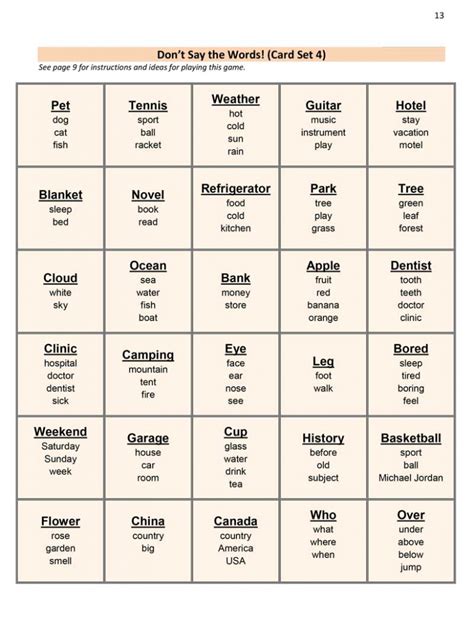 easy taboo words.